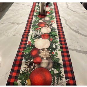 Christmas Table Runner Red Plaid Decorative Cloth Holiday Decor Xmas Decoration